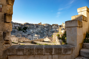panorama of Sasso Barisano, Park of the Rupestrian Churches, Matera, Basilicata, Italy