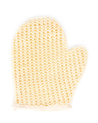 Jute Fabric Bath Washing Glove isolated on the white background