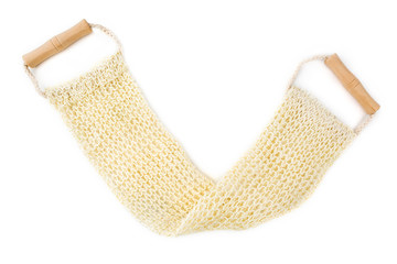 Jute Bath Back Scrub Washing Strap isolated on the white background