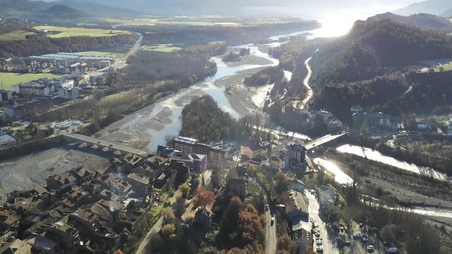 Ainsa. Village of Huesca. Aragon ,Spain. 4k Drone Video