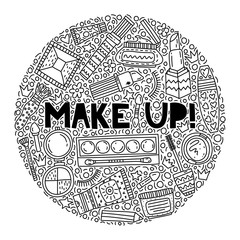 Make up. Lettering with doodles