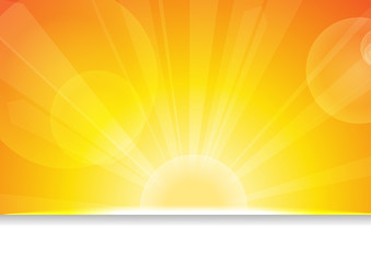 Vector : Sun and lens flare on orange background