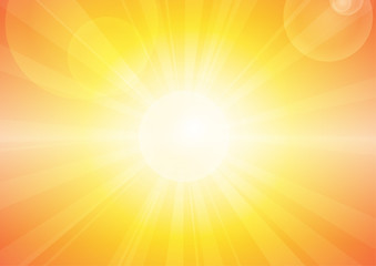 Vector : Sun and lens flare on orange background