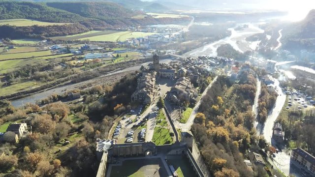 Ainsa. Village of Huesca. Aragon ,Spain. 4k Drone Video