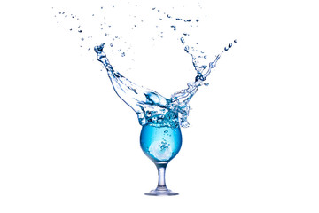 water splash in glass isolated on white background