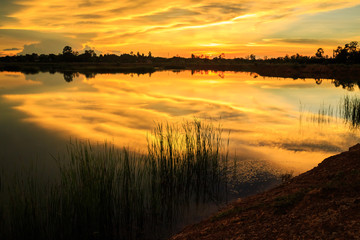 sunset over the lake