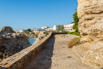 Fototapeta na wymiar views of the Nerja beaches from the balcony of europe in Nerja (Malaga)