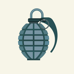 Grenade icon in flat color style. Military army explosive fragme