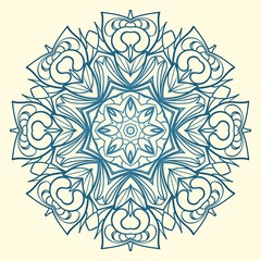 Pattern of mandala purple. Vector illustration. Modern Decorative floral color mandala. Decorative Cicle ornament. Floral design.