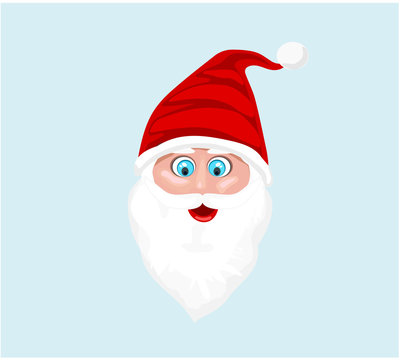 santa claus face against light blue background  vector Illustration Merry Christmas and New Year Winter season greeting vector illustration