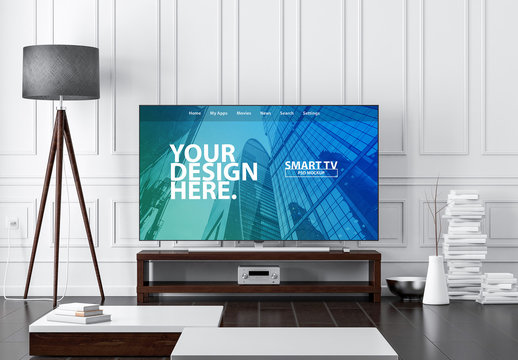 Smart TV in Living Room Mockup