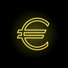 euro sign on a black background in neon lighting