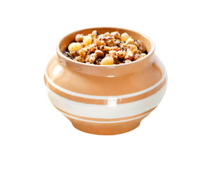 Kutia - sweet traditional dish for Christmas in Eastern Europe isolated with clipping path