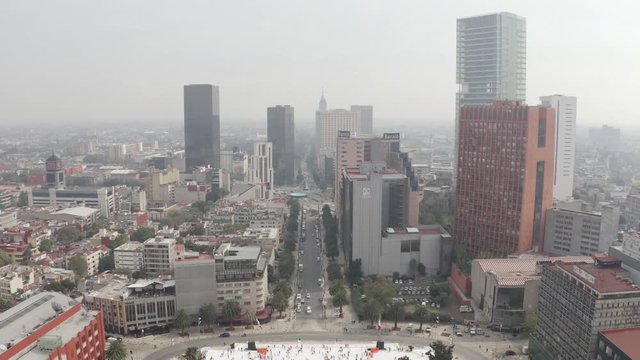 Monument to the Revolution(Monumento a la Revolución) 4k Aerial Drone Reveal of Cityscape and Skyline of Downtown Mexico City in Business District