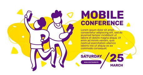 Vector creative template with illustration of a couple of people