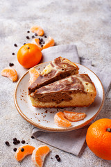 Marble cake with chocolate and orange 