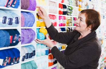 Mature customer in yarn shop