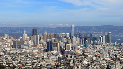View of Downtown San Francisco from Twin peaks, California, USA