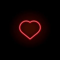 heart in neon red glow on black background