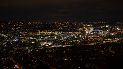 Fototapeta na wymiar Panorama at night from Stuttgart
