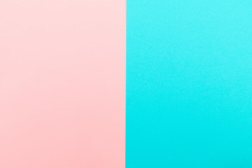 Blue and pink pastel color paper flat lay background