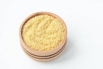 Organic couscous isolated on white