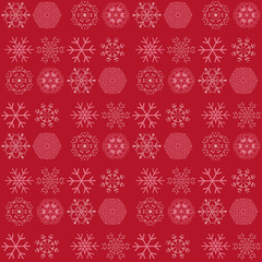 Christmas Seamless Pattern On Red Background. Vector illustration. EPS8