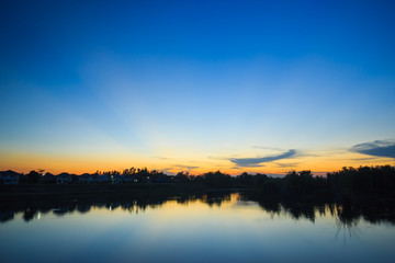 sunset over the lake