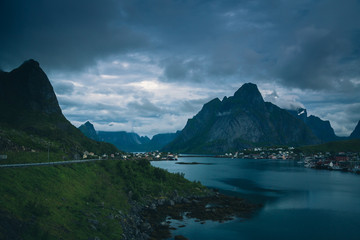 Reine village on Lofoten in early morning light.