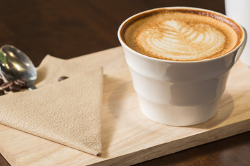 cups of coffee on the table, latte art
