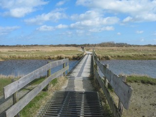 Brücke über den Feyesslink auf der Nordseeinsel Schiermonnikoog (Provinz Friesland, Niederlande)