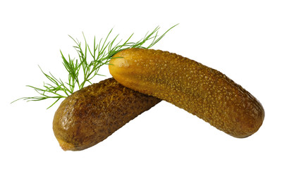 two gherkins isolated over white background