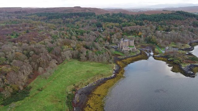 Sunset in autumn at Dunvegan Castle, Isle of Skye