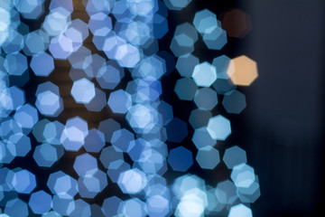 BLUE abstract bokeh background with glitter lights for Christmas and New year