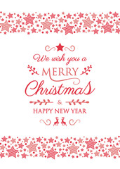 Christmas banner with festive ornaments and greetings. Vector.