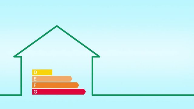 outline of a house with an energy efficiency chart, alpha mask