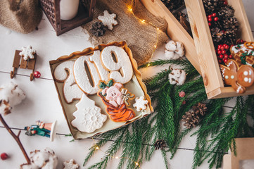 Christmas gingerbread. Cooking.