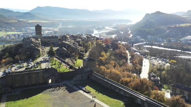 Ainsa. Village of Huesca. Aragon ,Spain. 4k Drone Video