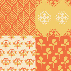 Set of 4 tileable Indian themed Patterns. Collection of Traditional Indian inspired seamless patterns.