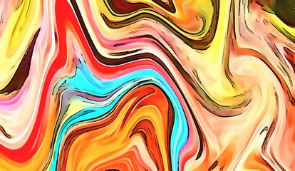 Obraz premium Unusual watercolor abstract background. Surreal lines and swirls. Bright colors design.