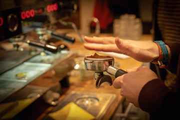 preparing coffee an espresso