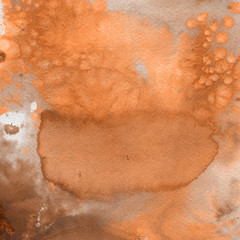 Orange watercolor and ink paper textures on white background. Chaotic stylish abstract organic design.