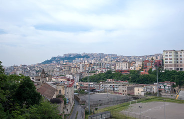 Fototapeta na wymiar A view of the city of Naples seen from Capodimonte hill, Italy