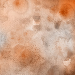 Fototapeta premium Acrylic orange abstract background with waves and strokes on white paper background. Trendy look. Chaotic abstract organic design.