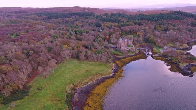 Sunset in autumn at Dunvegan Castle, Isle of Skye