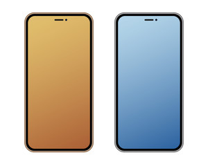 Two colored mock up new mobile devices, isolated. Great template for any application design