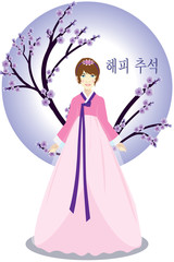 happy chuseok woman illustration