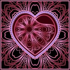 Valentine's day pattern with heart. Template Greeting Card, Invitation Or Posters. Vector Illustration.