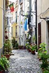 street in old town of Lisbon, Portugal