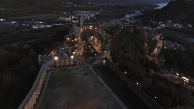 Ainsa. Village of Huesca. Aragon ,Spain. 4k Drone Video
